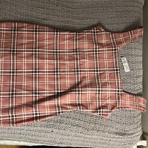 Pink plaid mini dress.